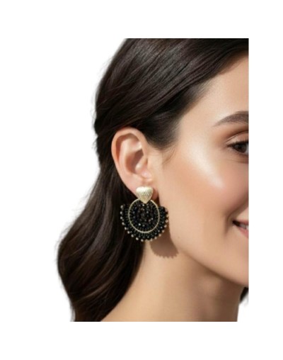 Aretes Negros Tejidos