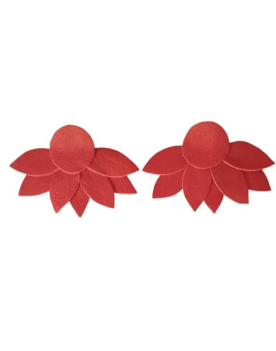 ARETES EN CUERO ROJO FLOR