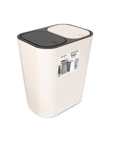PAPELERA TWIN 20 LITROS SISTEMA TAPA PUSH 