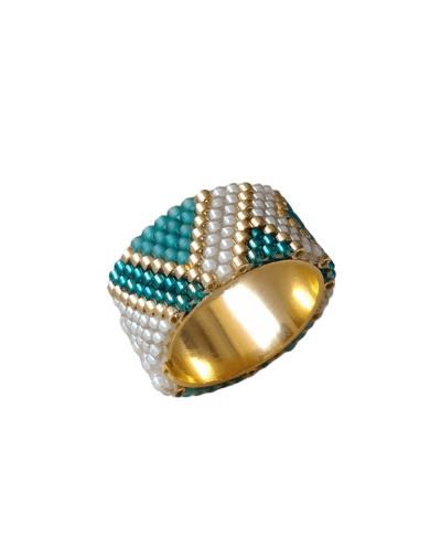 ANILLO TEAL GEOMETRICO