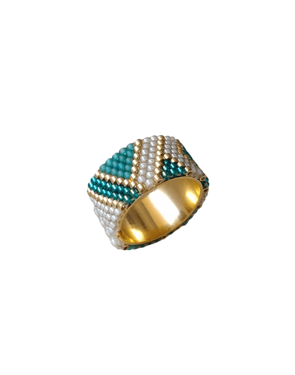 ANILLO TEAL GEOMETRICO