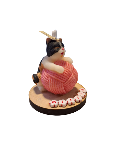 Vela gato personalizada en base de madera