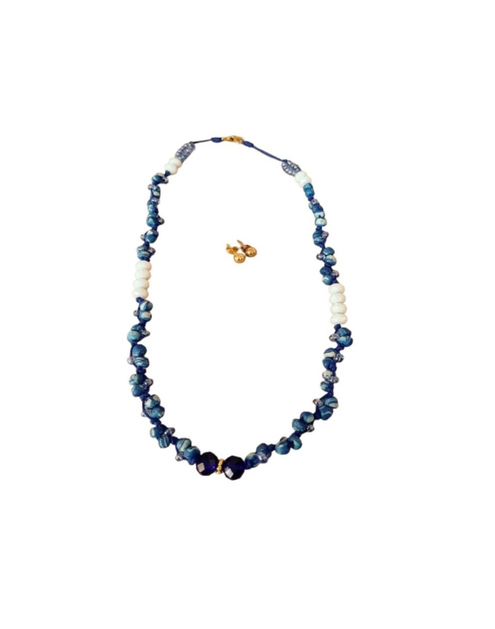 COLLAR ARTESANAL EN PEDRERIA AZUL