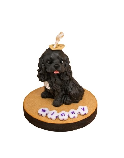 Vela Perrito Personalizada con Base de Madera