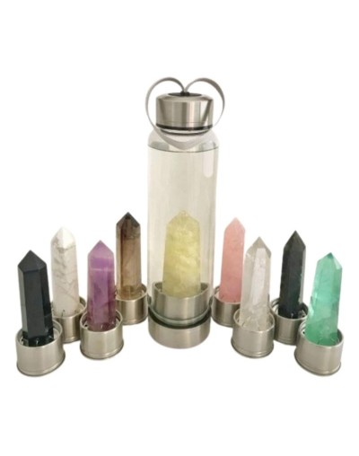 Botellas Enérgeticas en Acero con Obelisco de Cuarzo - Nativa Consciente