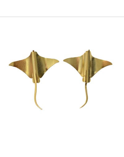 Aretes - Topos Mantarraya bañados en oro 24kt