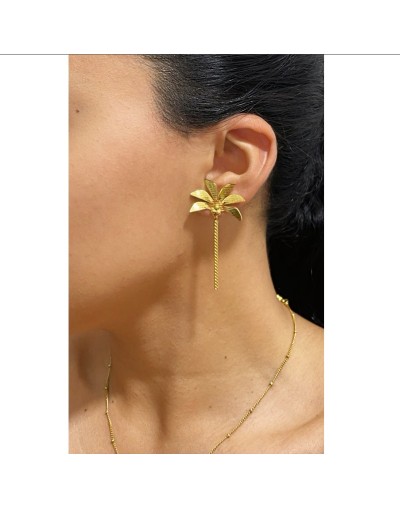 Aretes - Palmera bañados en oro 24kt