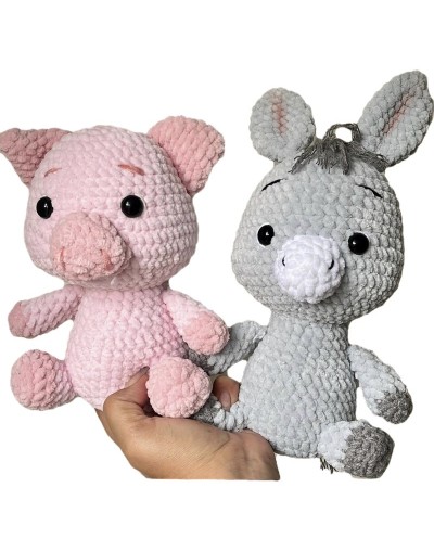 Burro y cerdito tejidos a mano | Amigurumis de granja