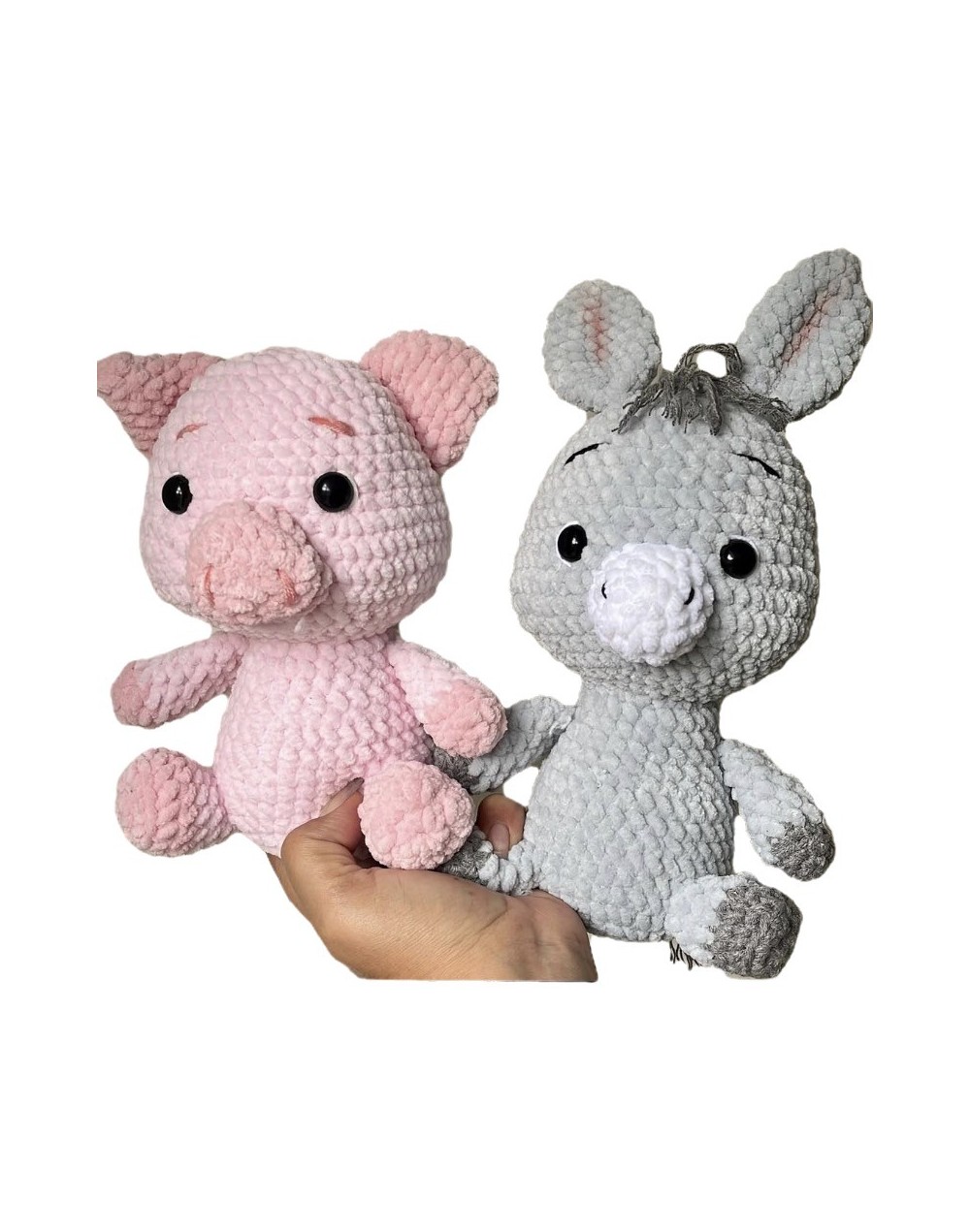 Burro y cerdito tejidos a mano | Amigurumis de granja