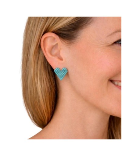 Aretes Corazón Turquesa Miyuki