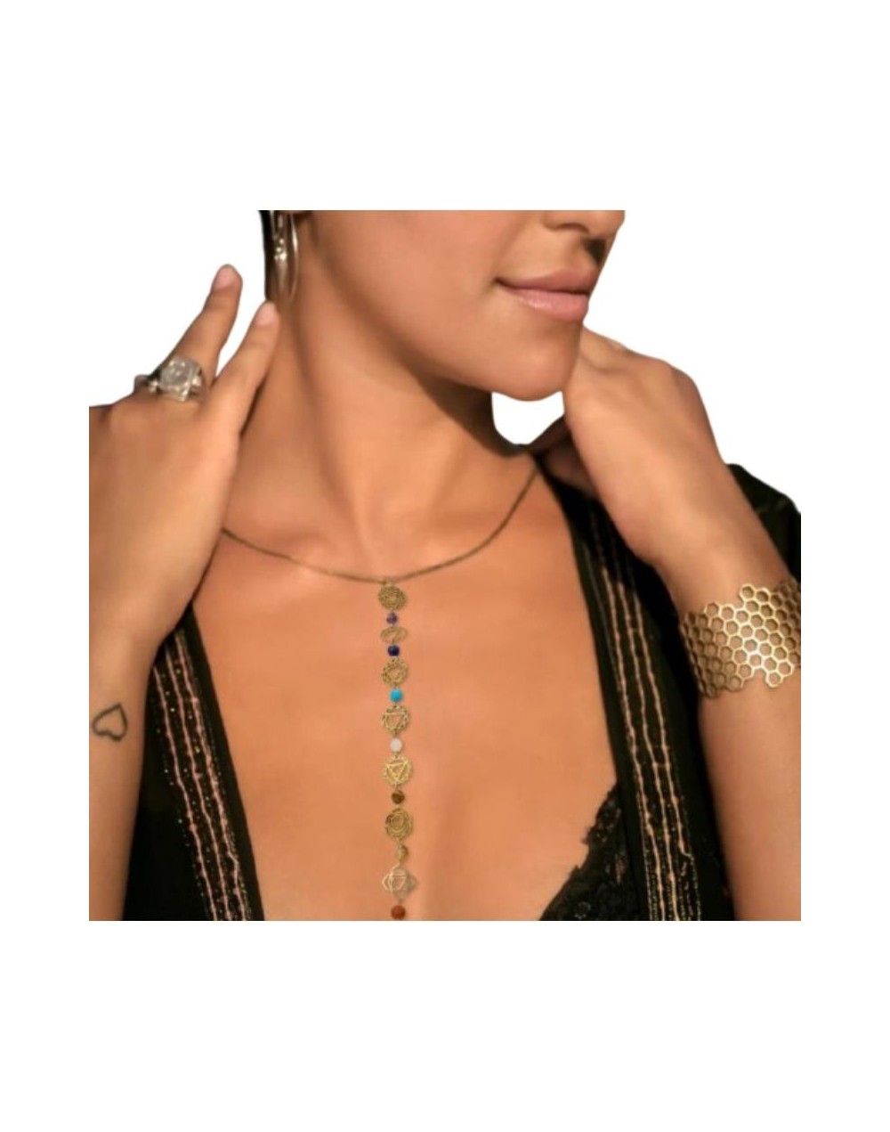 Collar 7 Chakras Cuarzo (Facetado / Esfera) - Nativa Consciente