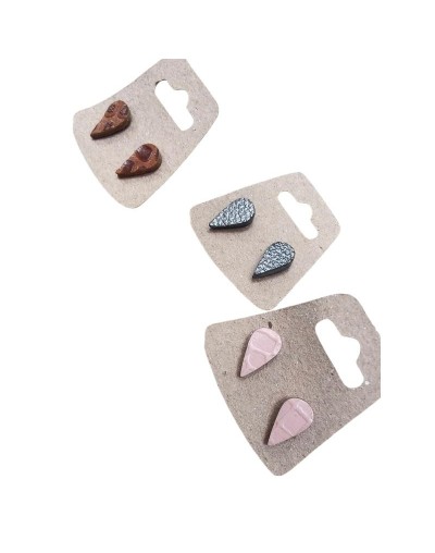 Aretes pequeños topitos en cuero