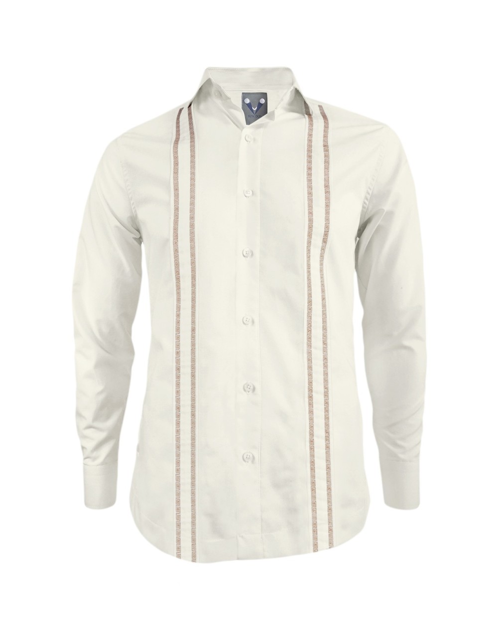 Camisa guayabera marfil en algodón bordada sin bolsillos Slim fit hombre