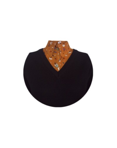 Blusa de cuello clásico falso mostaza estampado para mujer