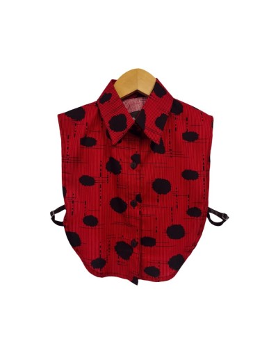 Camisa de cuello clásico falso en rojo estampado para mujer
