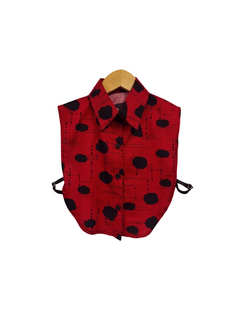 Camisa de cuello clásico falso en rojo estampado para mujer