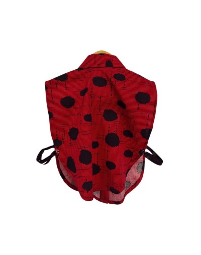 Camisa de cuello clásico falso en rojo estampado para mujer