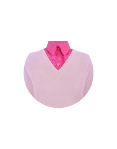 Cuello falso en seda color fucsia tipo clásico para mujer