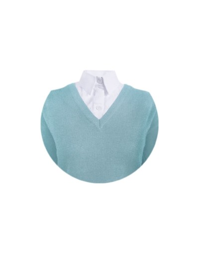 Falso de blusa blanco en algodón cuello clásico para mujer