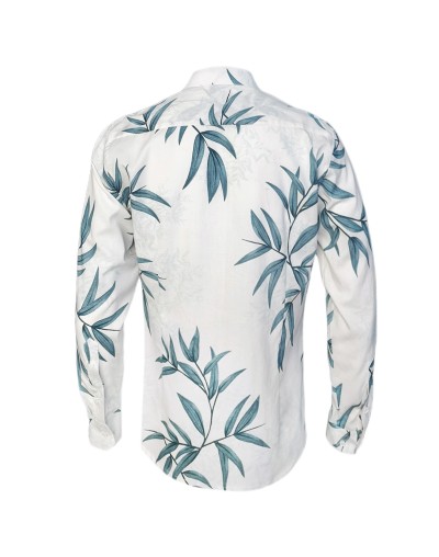 Camisa playera marfil cuello nerú manga larga Slim hombre XS a 10XL