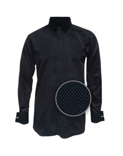 Camisa Para Corbata Negra Puño Para Mancornas Slim Hombre XS a 10XL