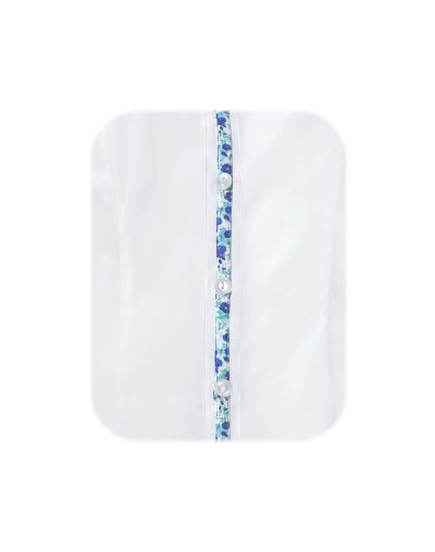Camisa Blusa Azul Blanca Estampada Con Flores Mujer Talla XS a 10XL