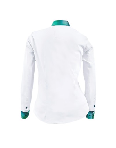 Camisa Blusa Blanca Tie Dye Tono Azul con Verde Mujer XS a 10XL