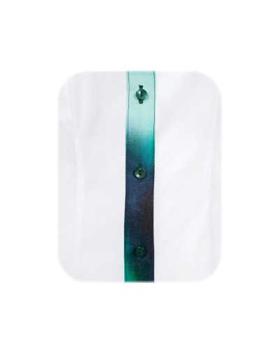 Camisa Blusa Blanca Tie Dye Tono Azul con Verde Mujer XS a 10XL
