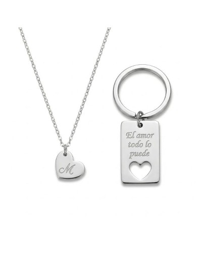 Llavero y pulsera corazón para pareja