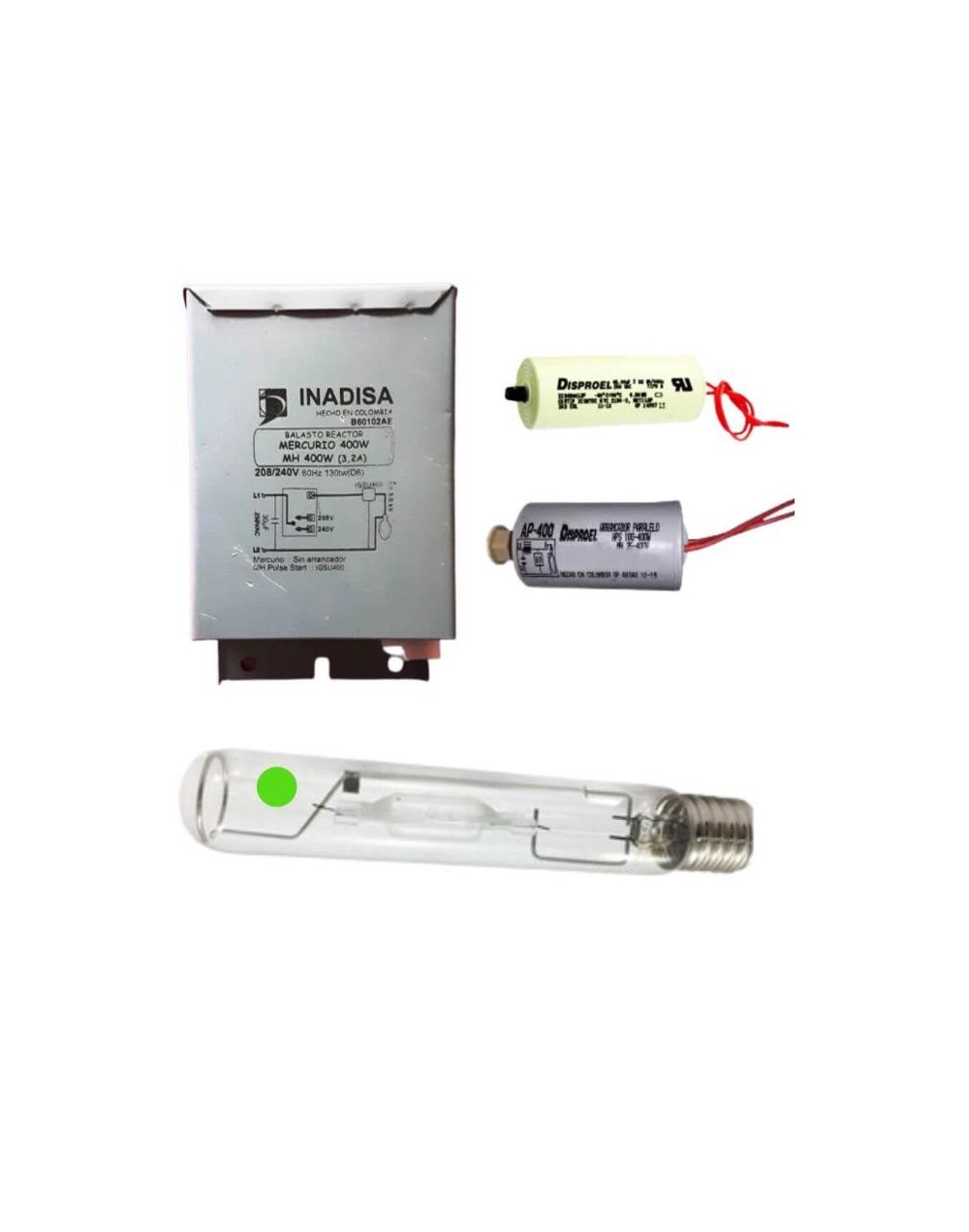 Kit Metalhar 400W 208V/220V Con Bombillo Color Verde