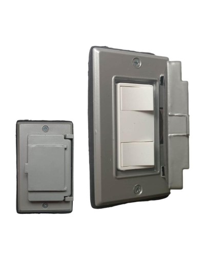 Interruptor Doble Conmutable Leviton Decora Con Tapa Intemperie Metalica