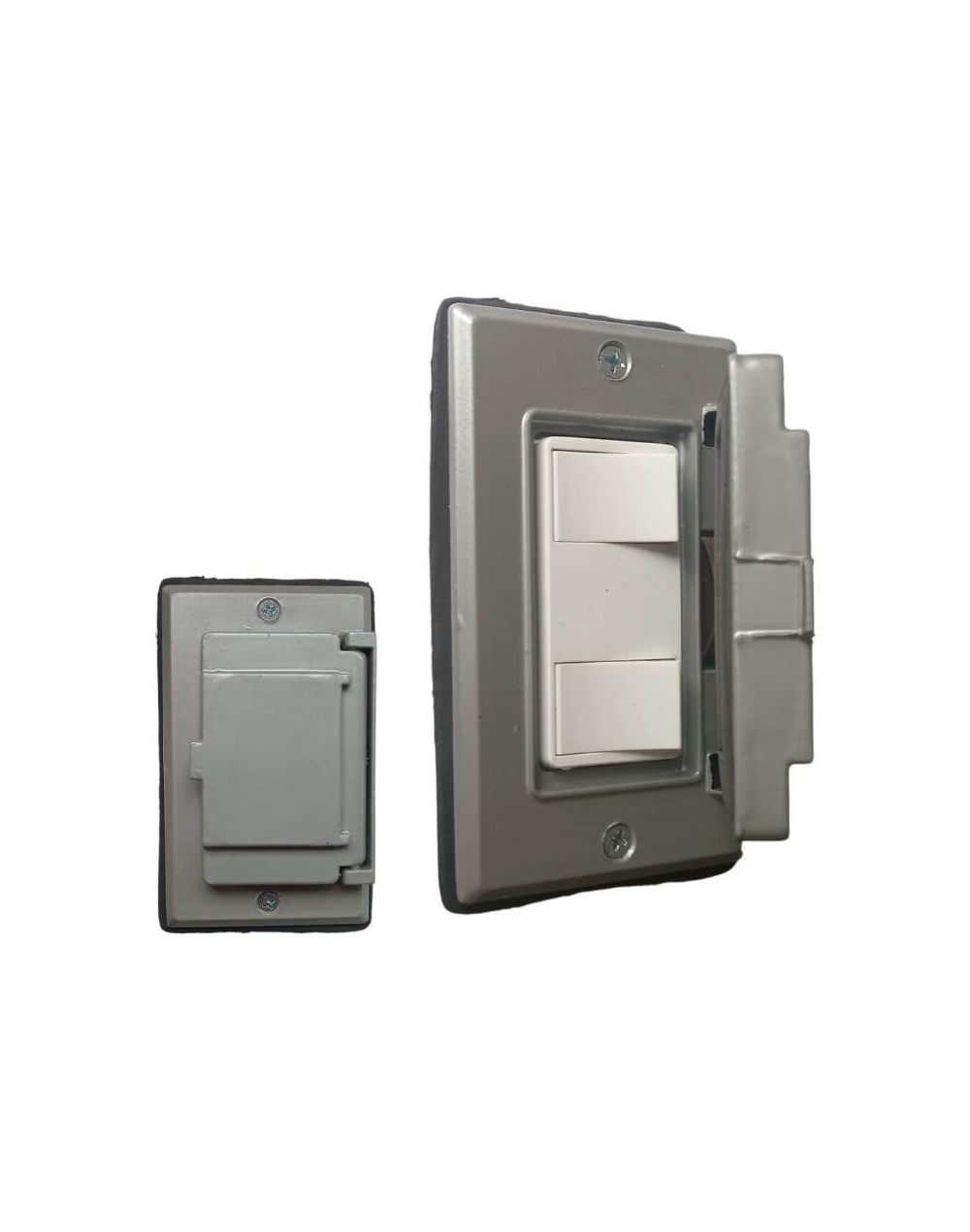 Interruptor Doble Conmutable Leviton Decora Con Tapa Intemperie Metalica