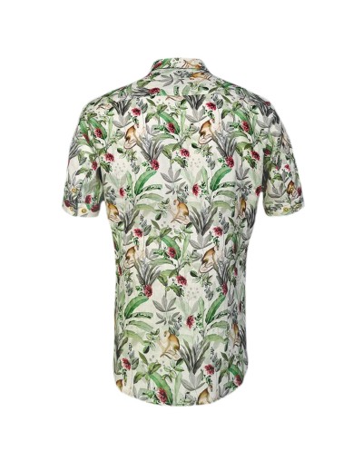 Camisa Playera En Lino Hawaiana Cuello Nerú manga corta Slim hombre XS a 10XL