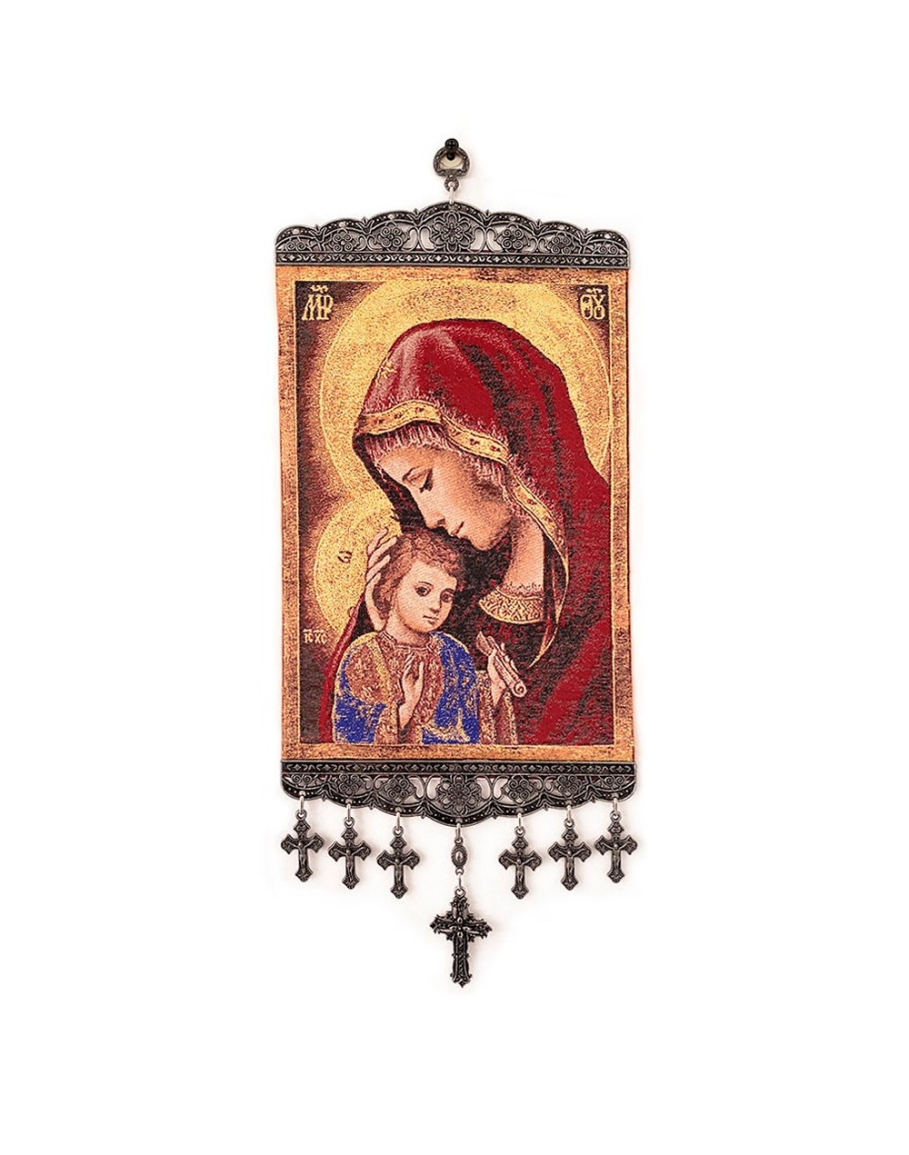 Vitela de pared grande - La Virgen y El Niño - Roja