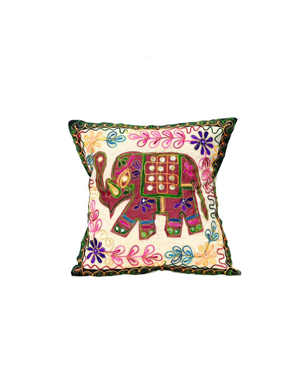 Forro de Cojin elefante bordado de la India