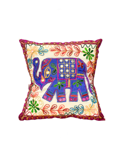 Forro de Cojin elefante bordado de la India