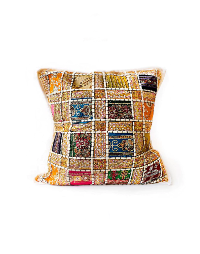 Forro de cojín patchwork de la India - Blanco