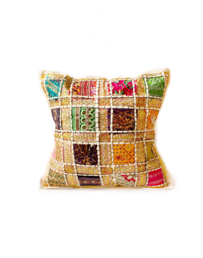Forro de cojín patchwork de la India - Blanco
