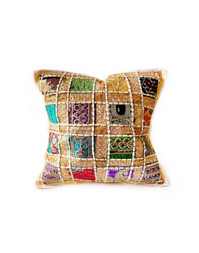 Forro de cojín patchwork de la India - Blanco