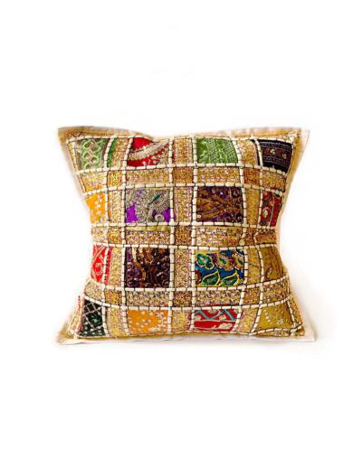 Forro de cojín patchwork de la India - Blanco