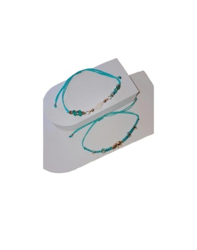 Pulseras en hilo chino con piedras naturales y balines en rodio  LunariaReina 