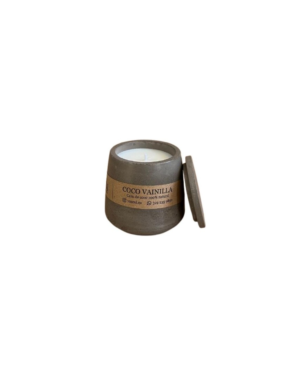 Vela Aromática Coco Vainilla – 180g  (Concreto) Vm Candles