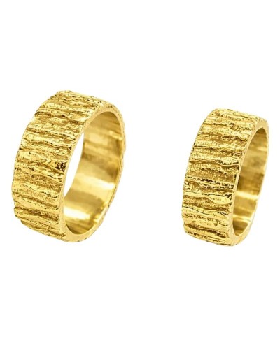 Argollas de Matrimonio Únicas en Plata Baño Oro Amarillo – Diseño Original 