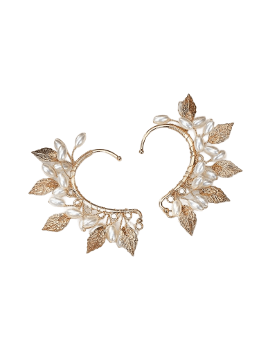 Solitarios con baño en oro y perlas