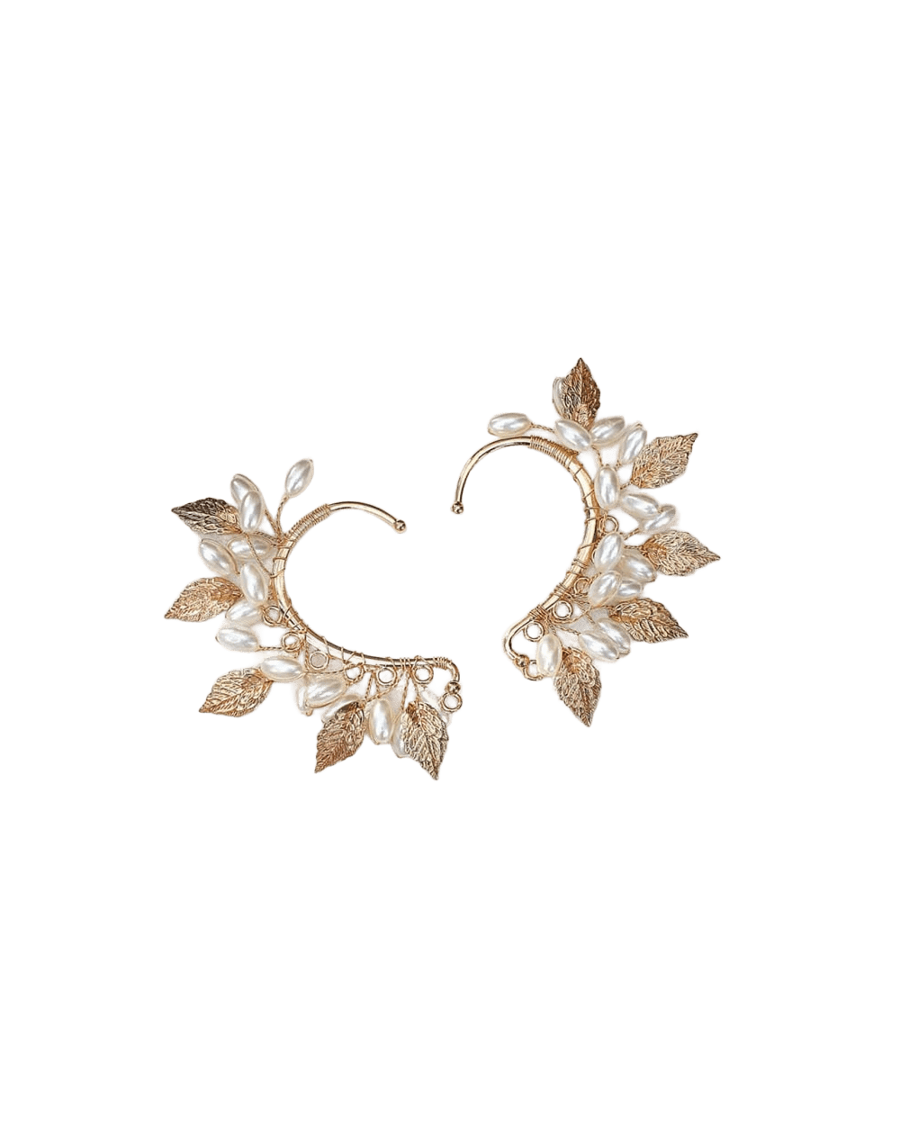 Solitarios con baño en oro y perlas