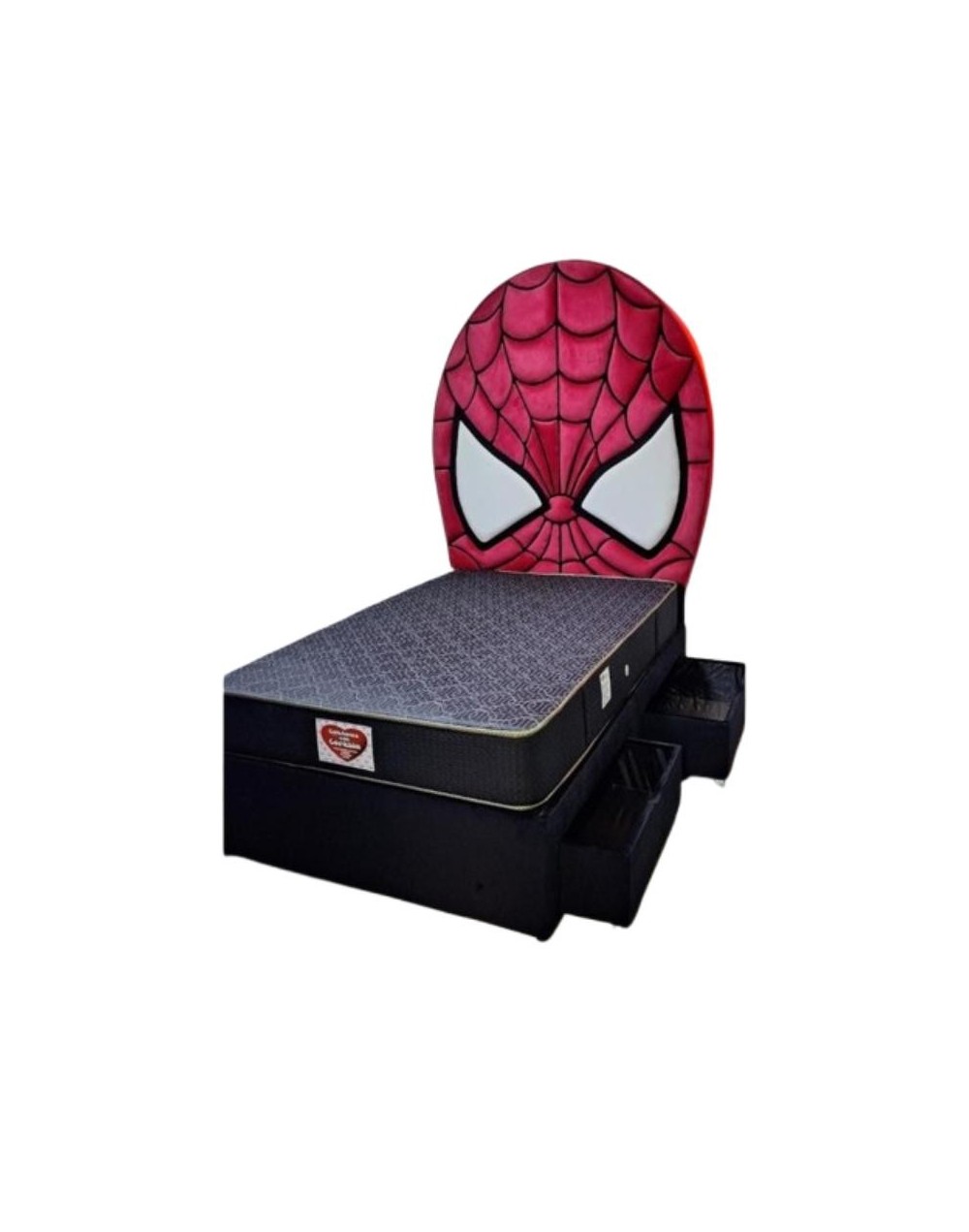 Cama Spiderman con Cabecero Tapizado + Base con Cajones