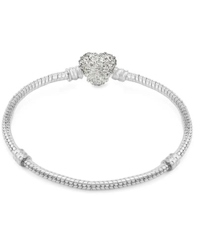 Manilla tipo pandora con cierre en corazon 