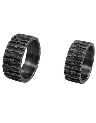 Argollas de Matrimonio Diferentes en Plata Negra - Oxidada - Eliana Soto Joyería Artesanal