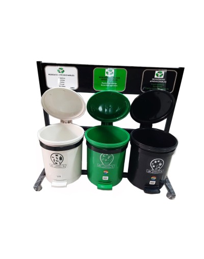 Punto ecológico de 13 litros tres puestos con sistema pedal