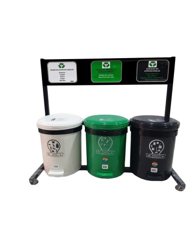 Punto ecológico de 13 litros tres puestos con sistema pedal